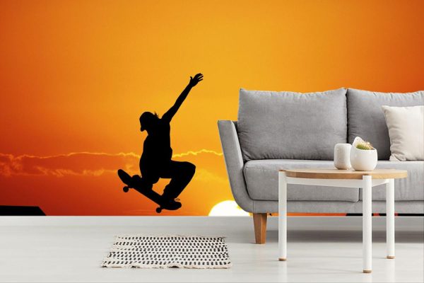 Kids Rooms | Skateboard Sunset Mural Wallpaper Kids Rooms Kids Rooms