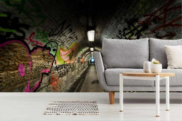 Kids Rooms | Underground Tunnel With Graffiti Wall Mural Art & Graphics Art & Graphics