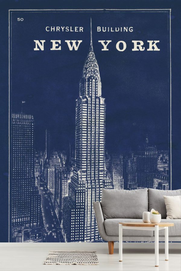 Landmarks | Blueprint New York Chrysler Building Wall Mural City & Skyline City & Skyline