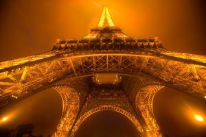 Landmarks | Eiffel Tower On A Foggy Night Wall Mural Landmarks Landmarks