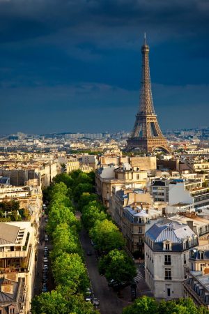 Landmarks | Eiffel Tower Under Heavy Clouds Wallpaper Mural Landmarks Landmarks