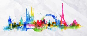 Landmarks | Europe Landmark Splash Wallpaper Mural Landmarks Landmarks