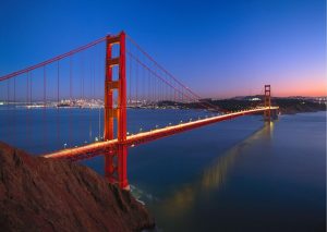 Landmarks | Golden Gate at Night, San Francisco Mural Wallpaper Architectural Architectural