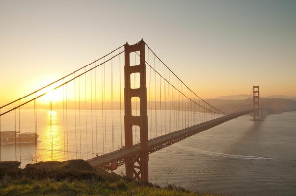 Landmarks | Golden Gate Bridge Sunrise Mural Wallpaper Landmarks Landmarks