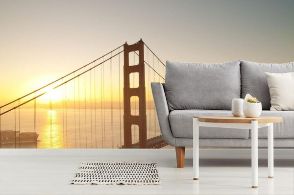 Landmarks | Golden Gate Bridge Sunrise Mural Wallpaper Landmarks Landmarks