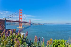 Landmarks | Golden Gate Bridge (View From San Francisco) Mural Wallpaper Landmarks Landmarks