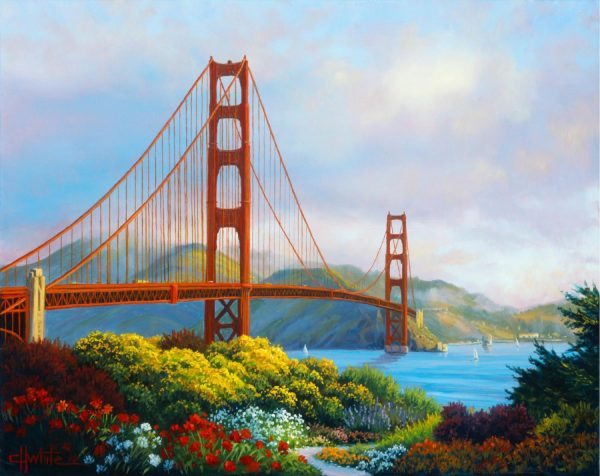 Landmarks | Morning At The Golden Gate Wallpaper Mural Landmarks Landmarks