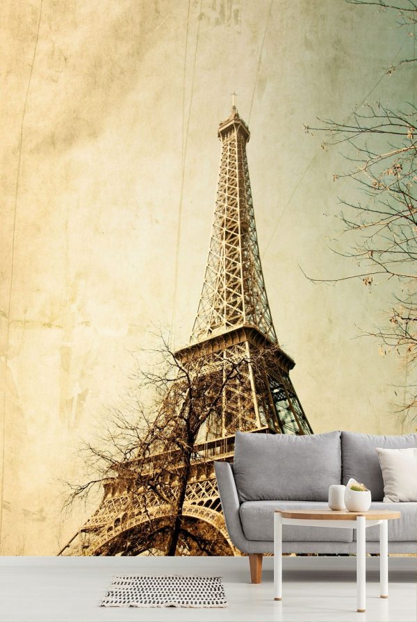 Landmarks | Retro Eiffel Tower Wall Mural Landmarks Landmarks