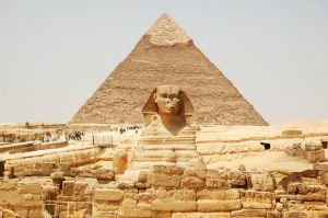 Landmarks | Sphinx With Pyramids In Background Wall Mural Architectural Architectural