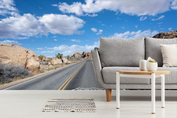 Landscapes & Scenic | California Desert Joshua Tree Highway With Route 66 Wall Mural Landscapes & Scenic Landscapes & Scenic