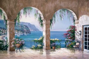 Landscapes & Scenic | Mediterranean Arch Mural Wallpaper Italian Italian