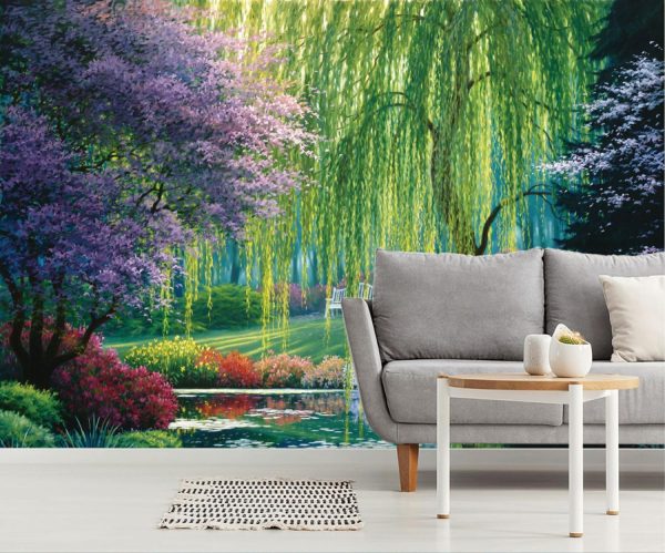 Landscapes & Scenic | The Willow Pond Wall Mural Landscapes & Scenic Landscapes & Scenic