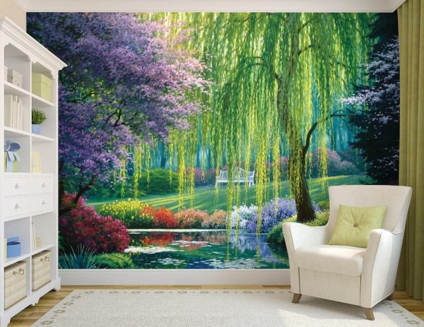 Landscapes & Scenic | The Willow Pond Wall Mural Landscapes & Scenic Landscapes & Scenic