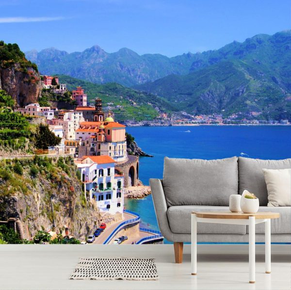 Landscapes & Scenic | View of The Village of Atrani, Amalfi Coast, Italy Wall Mural Italian Italian