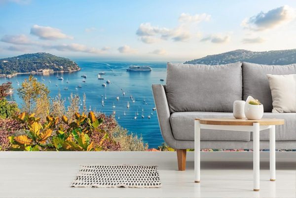 Landscapes & Scenic | Villefranche Bay Wallpaper Mural Wallpaper Murals Landscapes & Scenic