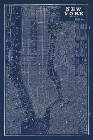 Maps & Flags | Blueprint Map Of New York Wallpaper Mural City & Skyline City & Skyline