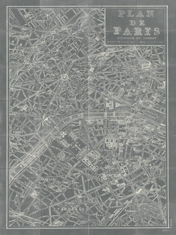 Maps & Flags | Blueprint Map Of Paris Mural Wallpaper City & Skyline City & Skyline