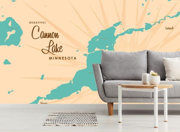 Maps & Flags | Cannon Lake, MN Lake Map Wallpaper Mural Maps & Flags Maps & Flags