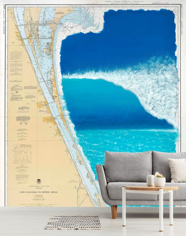 Maps & Flags | Cape Canaveral Surfing Wall Mural Maps & Flags Maps & Flags