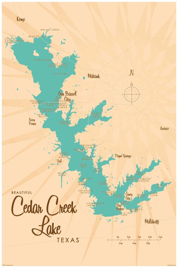 Maps & Flags | Cedar Creek Lake, TX Lake Map Wallpaper Mural Maps & Flags Maps & Flags