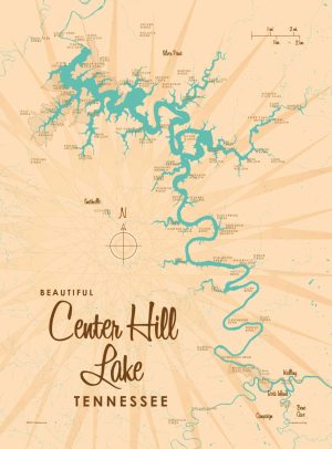 Maps & Flags | Center Hill Lake, TN Lake Map Wall Mural Maps & Flags Maps & Flags