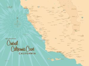 Maps & Flags | Central CA, Coast Map Wallpaper Mural Maps & Flags Maps & Flags