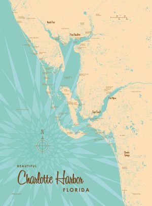 Maps & Flags | Charlotte Harbor, FL Lake Map Wallpaper Mural Maps & Flags Maps & Flags