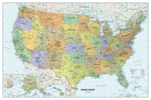 Maps & Flags | Classic USA Wall Map Wallpaper Mural Maps & Flags Maps & Flags