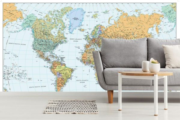 Maps & Flags | Classic World Map Mural Wallpaper Maps & Flags Maps & Flags