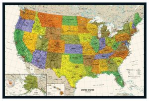 Maps & Flags | Contemporary USA Map Wallpaper Mural Maps & Flags Maps & Flags