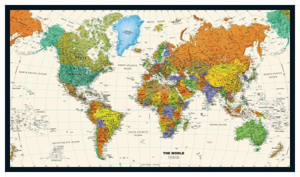 Maps & Flags | Contemporary World Map Mural Wallpaper Maps & Flags Maps & Flags