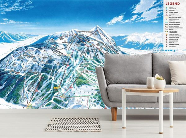 Maps & Flags | Crested Butte Ski Trail Map With Legend Wall Mural Maps & Flags Maps & Flags