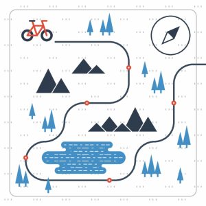 Maps & Flags | Cross Country Bicycle Map Wallpaper Mural Maps & Flags Maps & Flags