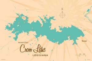 Maps & Flags | Cross Lake, LA Lake Map Mural Wallpaper Maps & Flags Maps & Flags