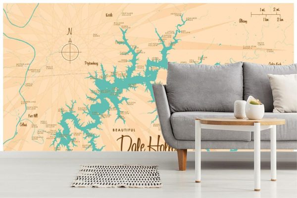 Maps & Flags | Dale Hollow Lake, KY & TN Lake Map Mural Wallpaper Maps & Flags Maps & Flags