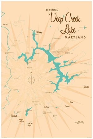 Maps & Flags | Deep Creek Lake, MD Lake Map Wall Mural Maps & Flags Maps & Flags