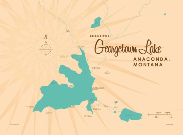 Maps & Flags | Georgetown Lake, MT Lake Map Wall Mural Maps & Flags Maps & Flags