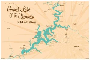 Maps & Flags | Grand Lake O’ The Cherokees, OK Lake Map Wall Mural Maps & Flags Maps & Flags