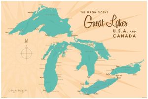 Maps & Flags | Great Lakes Lake Map Wallpaper Mural Maps & Flags Maps & Flags