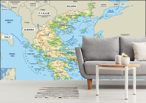 Maps & Flags | Greece Map Wallpaper Mural Maps & Flags Maps & Flags