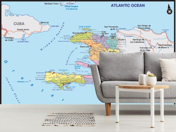 Maps & Flags | Haiti 2 Map Wallpaper Mural Maps & Flags Maps & Flags