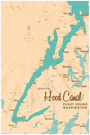 Maps & Flags | Hood Canal, WA Lake Map Mural Wallpaper Maps & Flags Maps & Flags