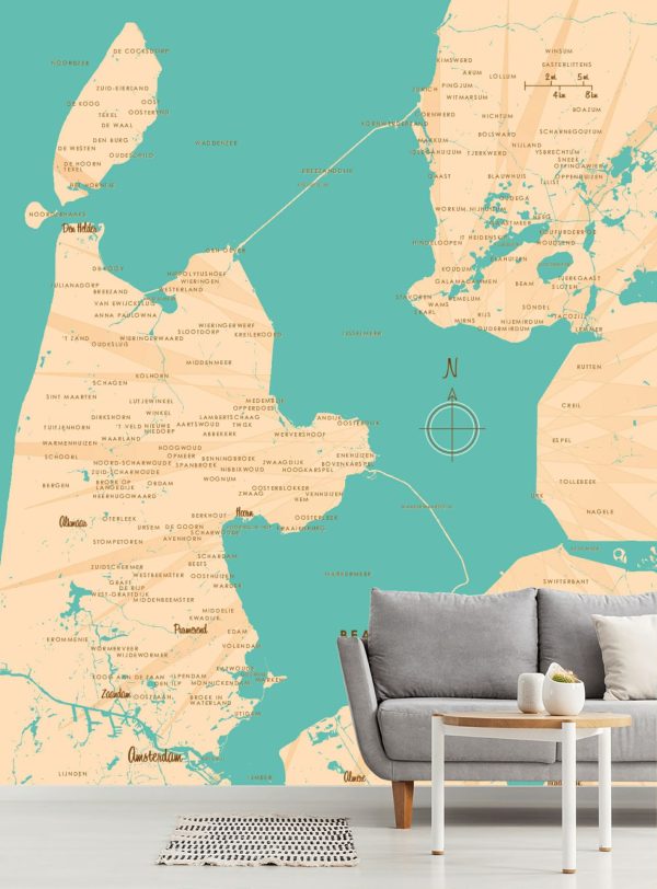 Maps & Flags | IJsselmeer, Netherlands Lake Map Mural Wallpaper Maps & Flags Maps & Flags