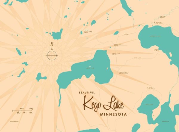 Maps & Flags | Kego Lake, MN Lake Map Wallpaper Mural Maps & Flags Maps & Flags