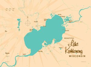 Maps & Flags | Lake Koshkonong WI Lake Map Wall Mural Maps & Flags Maps & Flags