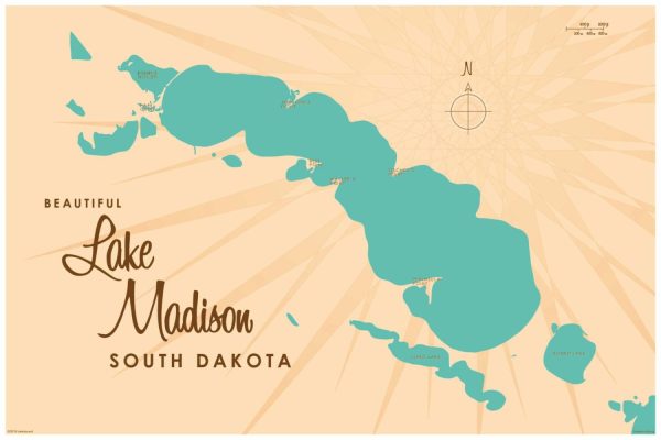 Maps & Flags | Lake Madison, SD Lake Map Wallpaper Mural Maps & Flags Maps & Flags