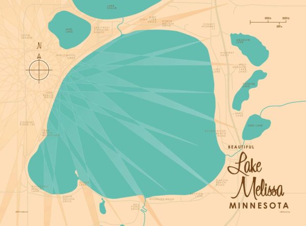 Maps & Flags | Lake Melissa, MN Lake Map Wallpaper Mural Maps & Flags Maps & Flags