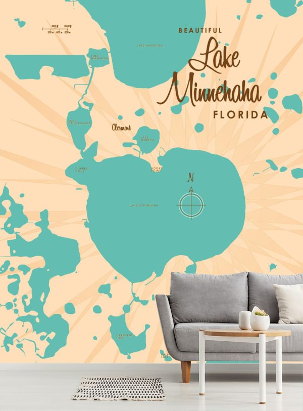 Maps & Flags | Lake Minnehaha, FL Lake Map Wall Mural Maps & Flags Maps & Flags