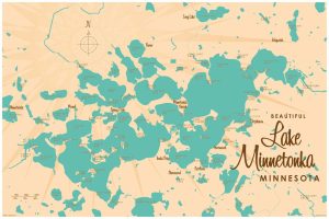 Maps & Flags | Lake Minnetonka, MN Lake Map Mural Wallpaper Maps & Flags Maps & Flags