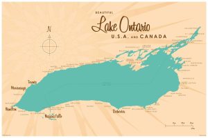 Maps & Flags | Lake Ontario, NY Lake Map Wallpaper Mural Maps & Flags Maps & Flags